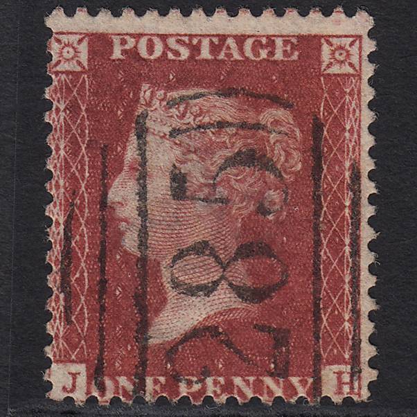GB QV 1857 1d Deep Rose-red (Plate 47) SG41-C10(4) JH FU Exeter 285 Misperf