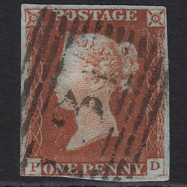 GB QV 1841 1d Red-brown (Plate 64) SG8-B1(1) PD GU 4 Margins Edinburgh 131