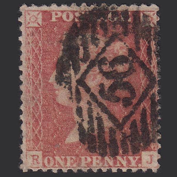GB QV 1857 1d Rose-red (Plate 59) SG40-C10(1) RJ GU London IS 56 56.b