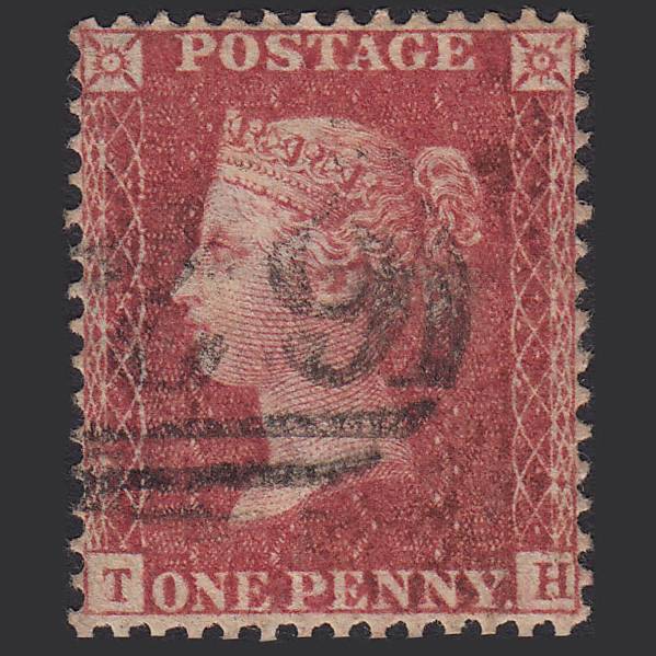 GB QV 1857 1d Rose-red (Plate 47) SG40-C10(1) TH VFU Very Well Centred