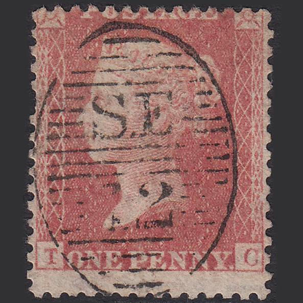 GB QV 1857 1d (Plate 48) SG39-C10(3) TC GU London D&S SE12 Large Misperf