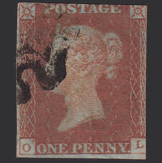 GB QV 1841 1d (Plate 23) SG8-B1(1) Constant Variety OL GU Maltese Cross