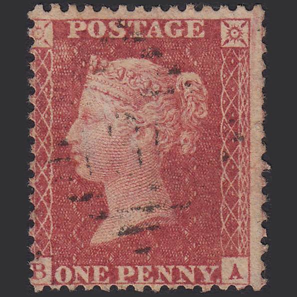 GB QV 1857 1d Rose-red (Plate 34) SG40-C10(1) BA FU Light Irish Cancel