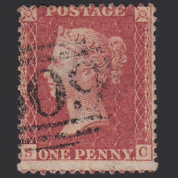 GB QV 1857 1d Rose-red (Plate 59) SG40-C10(1) SC GU Misperf