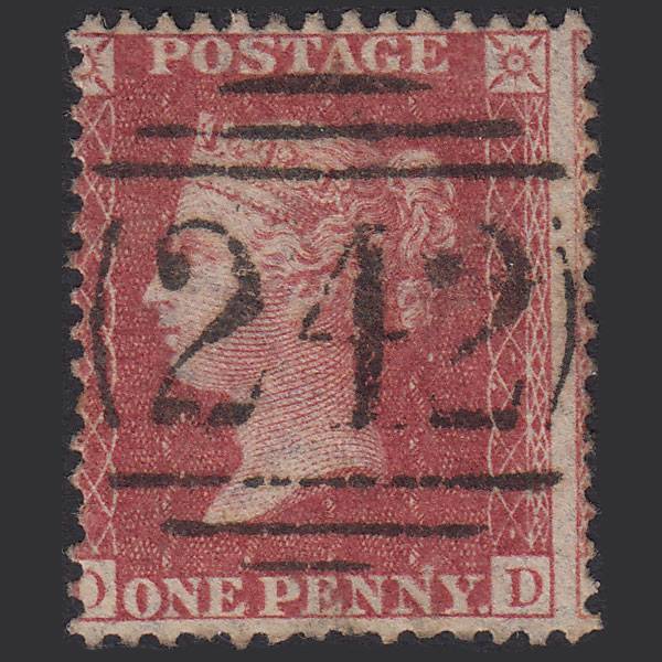 GB QV 1857 1d Rose-red SG40-C10(1) FU Derby 242 Misperf