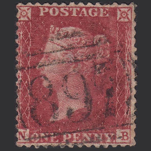 GB QV 1857 1d Rose-red (Plate 55) SG40-C10(1) NB GU Wisbech 897