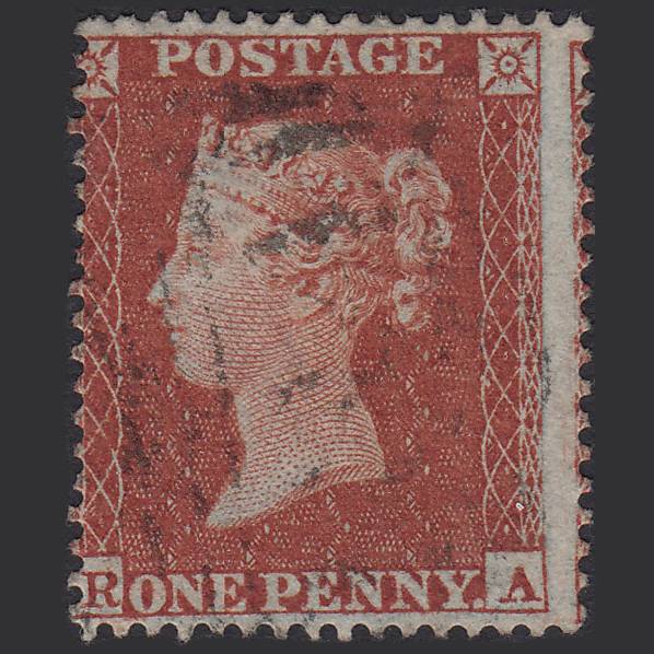 GB QV 1854 1d Red-brown (Plate 196) SG17-C1(1) RA VFU Light Cancel Misperf