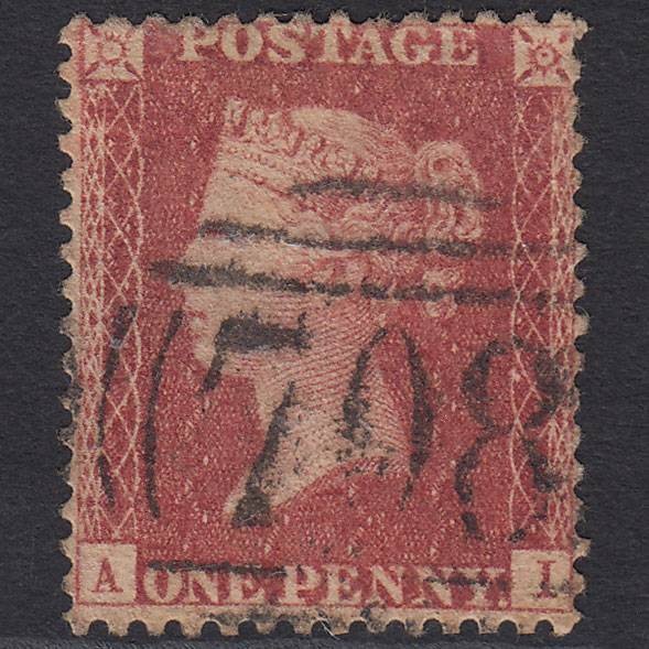 GB QV 1857 1d (Plate 58) SG40-C10(1) AI GU Missing Imprimatur Shrewsbury 708