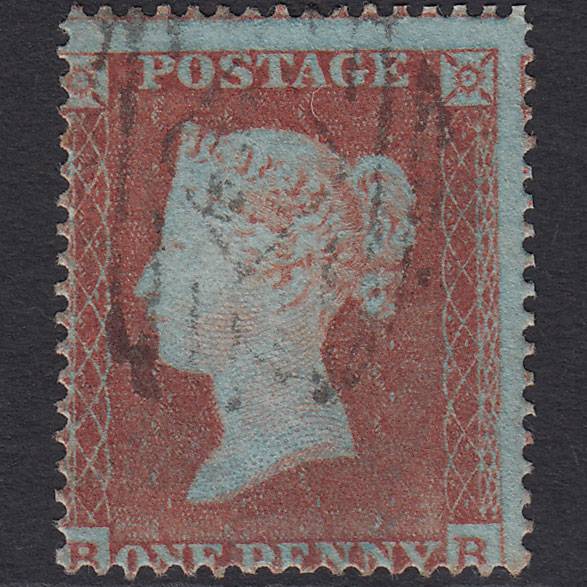 GB QV 1854 1d Red-brown SG17-C1(1) BB GU Light Cancel Misperf