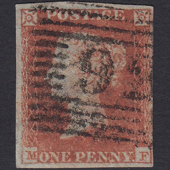 GB QV 1841 1d Red-brown (Plate 131) SG8-B2(1) MF GU 4 Margins Cupar Fife 92
