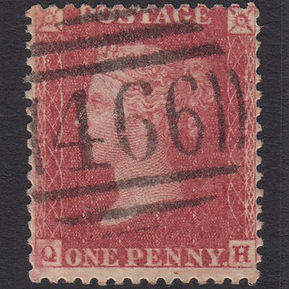 GB QV 1857 1d Rose-red Plate R17 SG40-C10(1) QH FU Liverpool 466