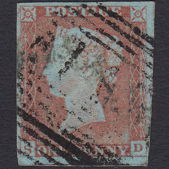 GB QV 1841 1d Very Blued (Plate 71) SG8a-B1(2) SD FU 4 Margins Scotland