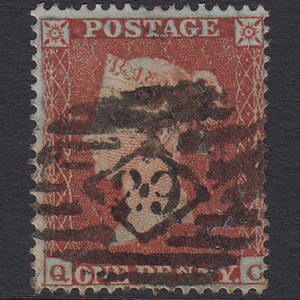 GB QV 1854 1d Plate R1 SG17-C1(1) Framed Reverse QC GU London IS 29