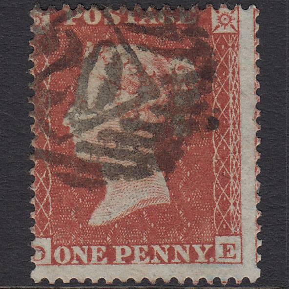 GB QV 1854 1d Red-brown Plate R6 SG17-C1(1) DE FU London IS 20 Misperf