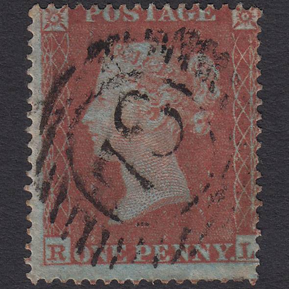 GB QV 1854 1d Red-brown (Plate 177) SG17-C1(1) RL GU London D&S Cancel