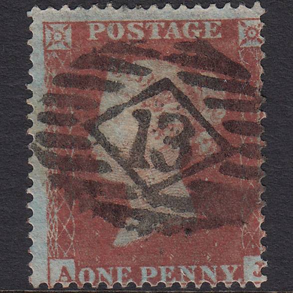 GB QV 1854 1d (Plate 180) SG17-C1(1) AJ FU Missing Imprimatur London IS 13
