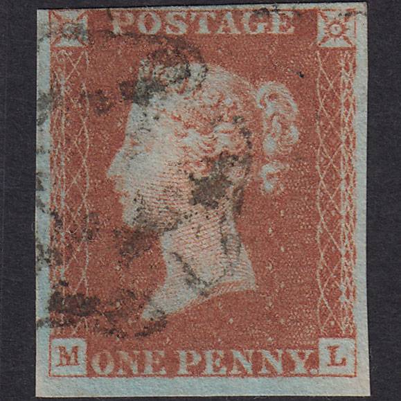 GB QV 1841 1d Red-brown (Plate 25) SG8-B1(1) ML FU nr 4 Margins MX