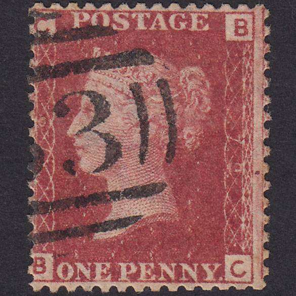 GB QV 1864 1d Lake-red (Plate 79) SG44-G1(2) BC GU Misperf