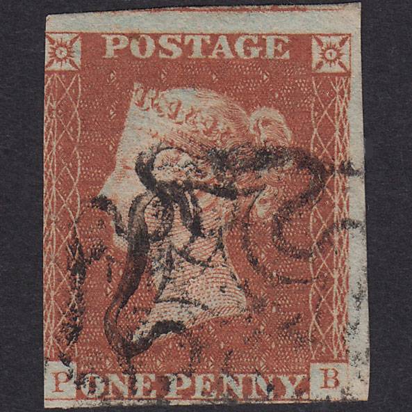 GB QV 1841 1d Red-brown (Plate 21) SG8-B1(1) PB GU Maltese Cross