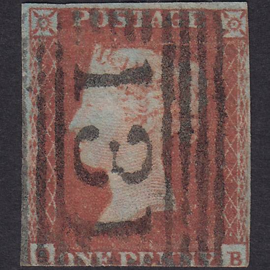 GB QV 1841 1d Red-brown SG8-B1(1) QB GU Edinburgh 131