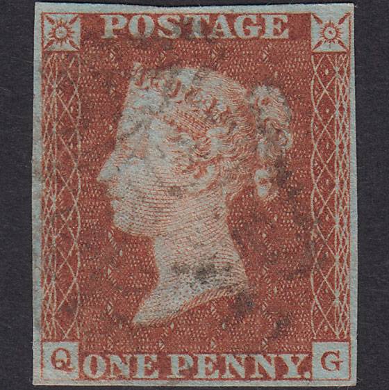GB QV 1841 1d Red-brown (Plate 26) SG8-B1(1) QG FU 4 Margins Maltese Cross