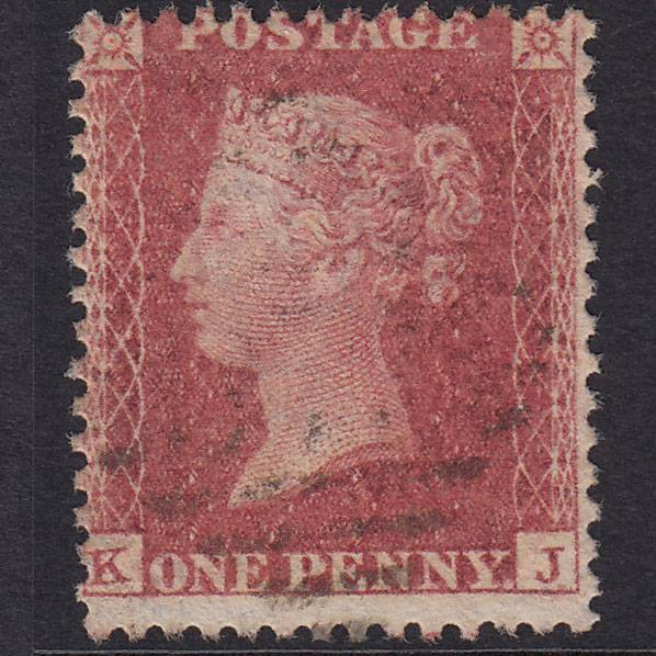 GB QV 1857 1d Rose-Red Plate 57 SG40-C10(1) KJ FU Light Irish Cancel