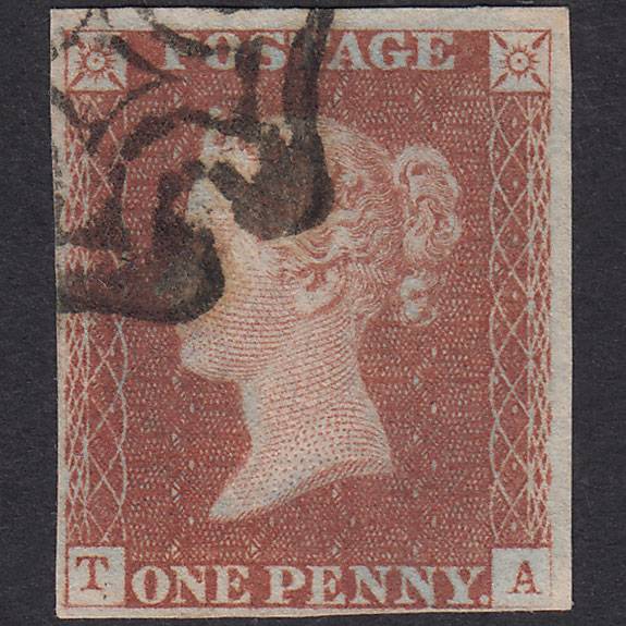 GB QV 1841 1d Red-Brown Plate 21 SG8-B1(1) TA FU Missing Imprimatur 4M MX