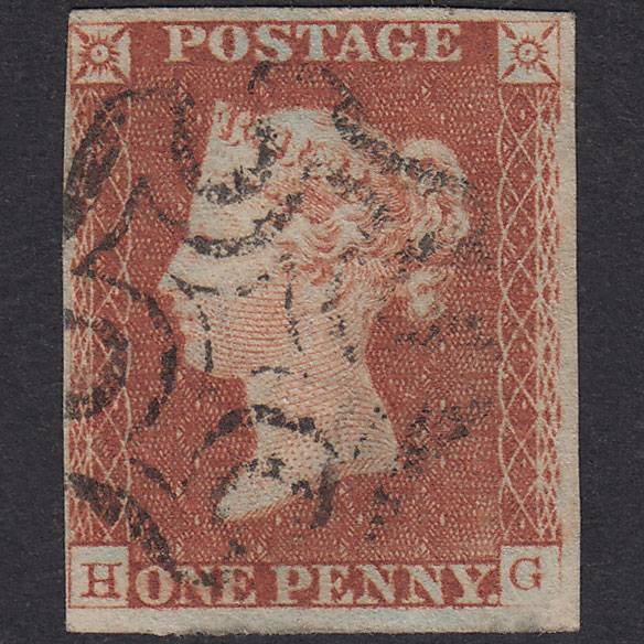 GB QV 1841 1d Red-Brown Plate 21 SG8-B1(1) HG GU 4 Margins Maltese Cross