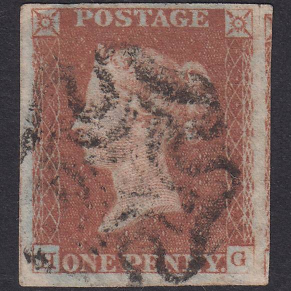 GB QV 1841 1d Red-Brown Plate 21 SG8-B1(1) HG GU 4 Margins Maltese Cross