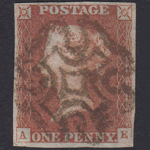 GB QV 1841 1d Red-Brown Plate 21 SG8-B1(1) AE FU Missing Imprimatur 4M MX