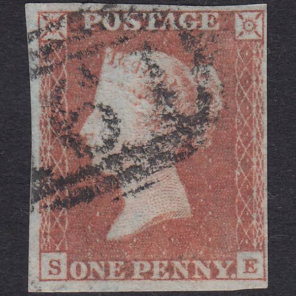 GB QV 1841 1d Red-Brown Plate 97 SG8-B1(1) SE GU 4 Margins