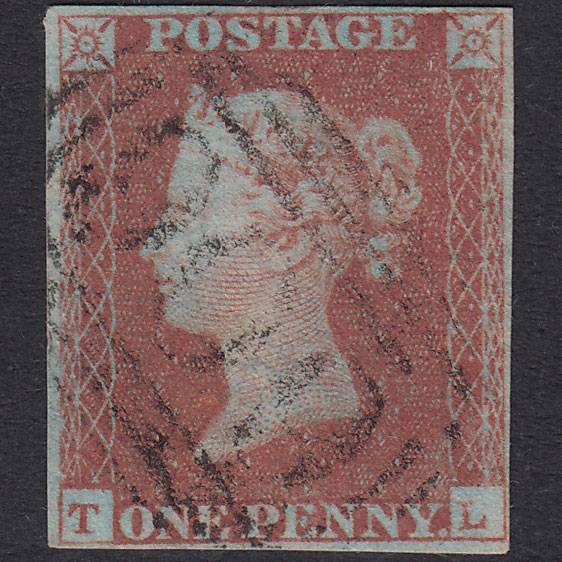 GB QV 1841 1d Red-Brown Plate 75 SG8-B1(1) TL FU 4 Margins Penrith 606
