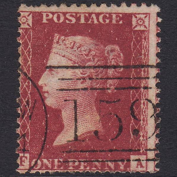 GB QV 1857 1d Deep Rose-Red Plate 59 SG41-C10(2) FA GU Glasgow 159