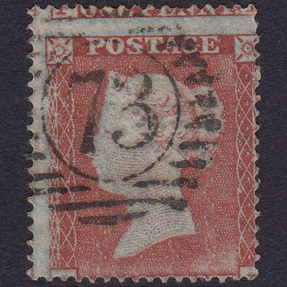 GB QV 1854 1d Plate 175 SG17-C1(1) GL FU Worn Impression Large Misperf