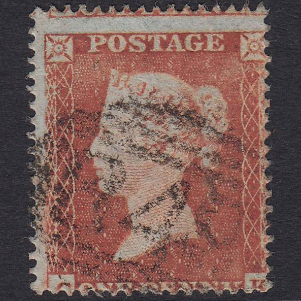 GB QV 1854 1d Red-Brown Plate 192 SG17-C1(1) CK PU Misperf