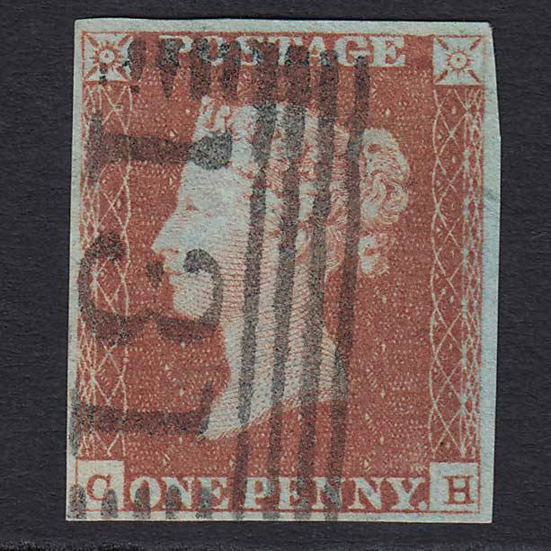 GB QV 1841 1d Red-brown (Plate 85) (SG8) 'CH' VFU Edinburgh (131) 4M Imperf