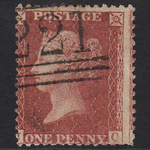 GB QV 1857 1d Rose-red (Plate 59) SG40-C10(1) JC GU Leith 221 Large Misperf