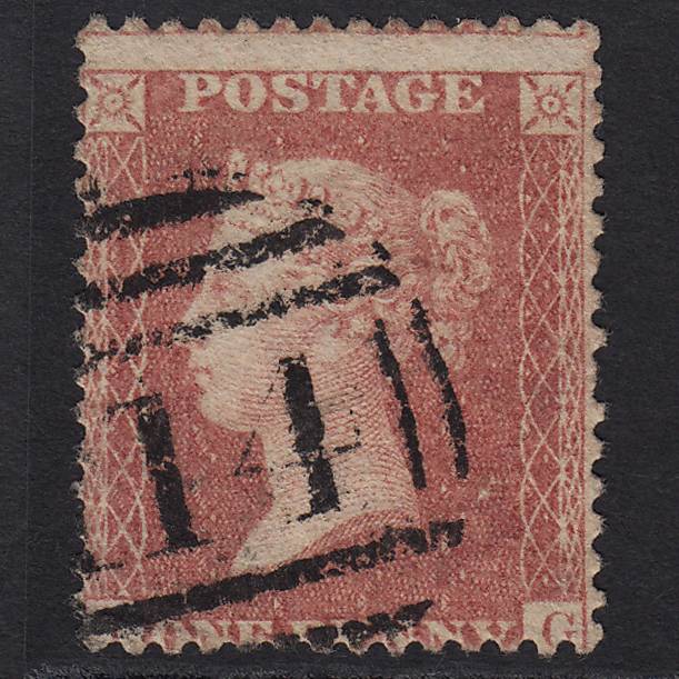 GB QV 1857 1d Rose-red SG40-C10(1) IG GU Brandon 114 Misperf