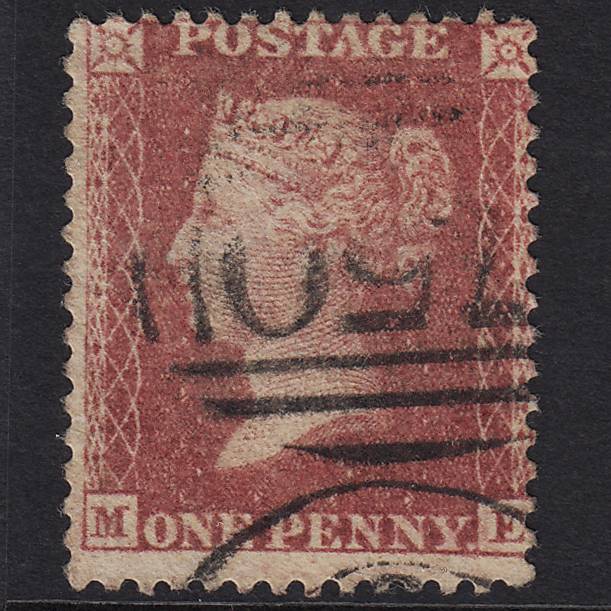 GB QV 1857 1d Rose-red (Plate 60) SG40-C10(1) ME FU Stourbridge 750 Misperf
