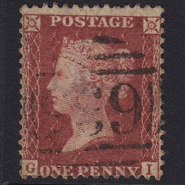 GB QV 1857 1d Rose-red (Plate 55) SG40-C10(1) GI GU Reading 635