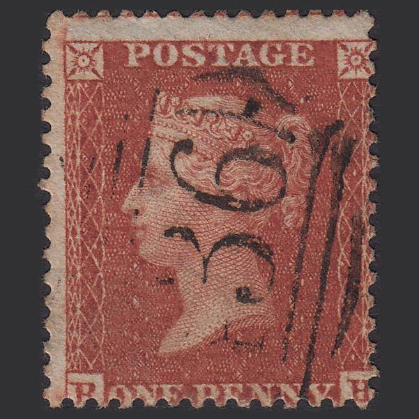 GB QV 1855 1d Red-brown (Plate 6) SGC6(1) RH FU Misperf