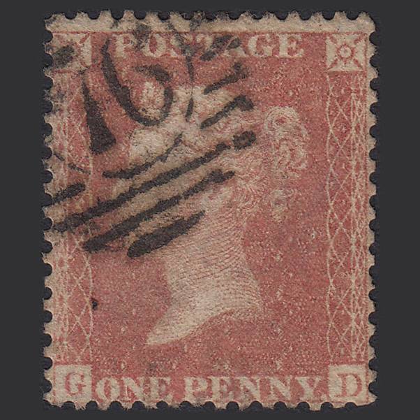 GB QV 1857 1d Pale Red (Plate 34) SGC8(9) GD GU London D&S 76