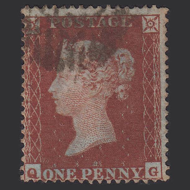 GB QV 1854 1d Red-brown (Plate 194) SG17-C1(1) QG GU London IS Cancel