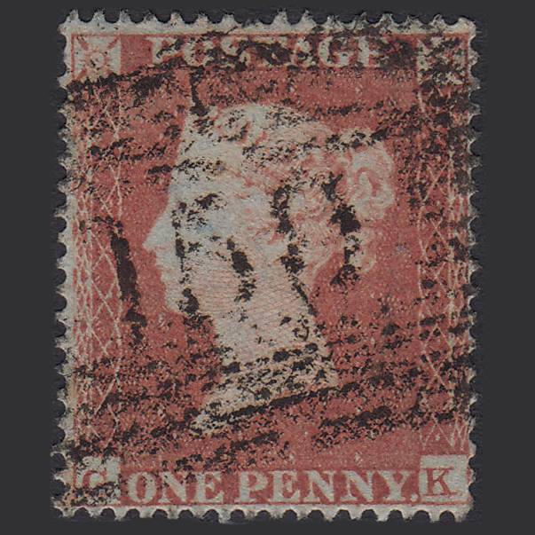 GB QV 1854 1d Red-brown SG17-C1(1) GK GU Missing Imprimatur Glasgow 159