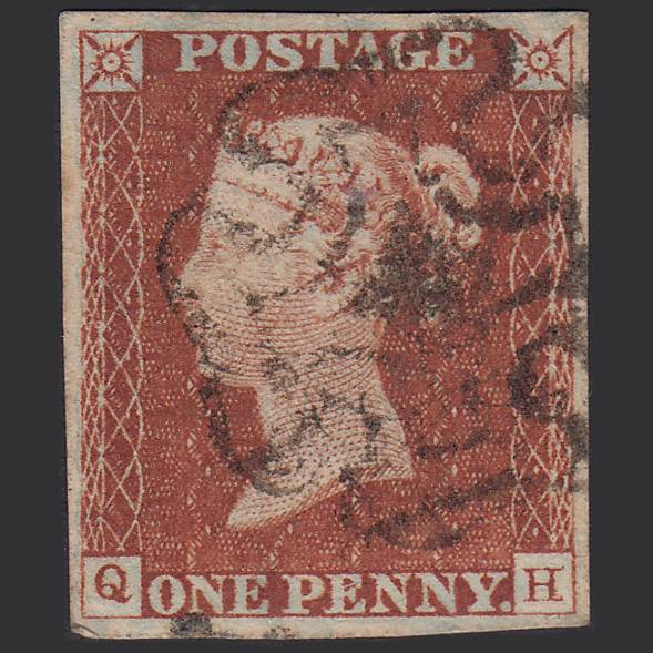 GB QV 1841 1d Red-brown (Plate 26) SG8-B1(1) Ivory Head QH VFU Welshpool MX