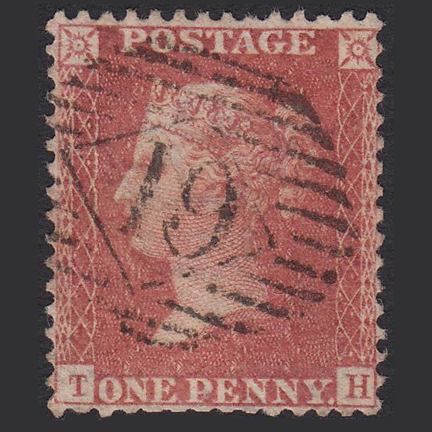 GB QV 1857 1d Rose-red (Plate 55) SG40-C10(1) TH GU London IS 19