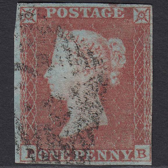 GB QV 1841 1d Very Blued (Plate 170) SG8a-B1(2) PB FU 4 Margins Belfast 62
