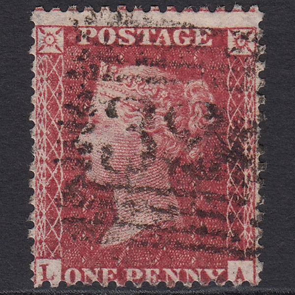GB QV 1857 1d Deep Rose-red (Plate 57) SG41-C10(4) LA GU Scotland Misperf
