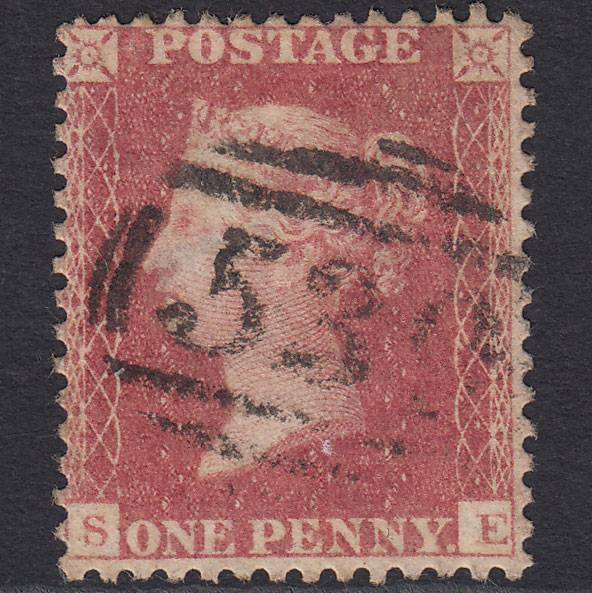GB QV 1857 1d Pale Rose (Plate 62) SG39-C10(3) SE FU Well Centred