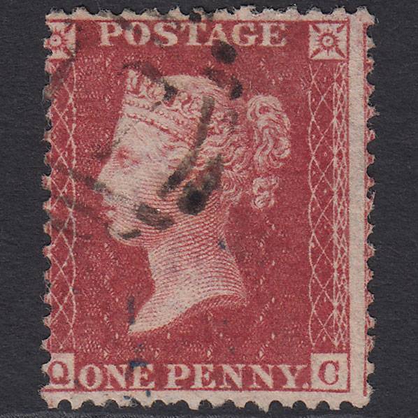 GB QV 1857 1d Rose-red (Plate 46) SG40-C10(1) QC FU Light Cancel Misperf
